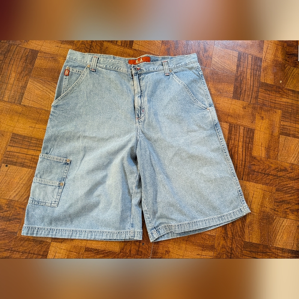 Guess Jeans Cargo Carpenter Workwear Men's Blue Denim Shorts Size 38
